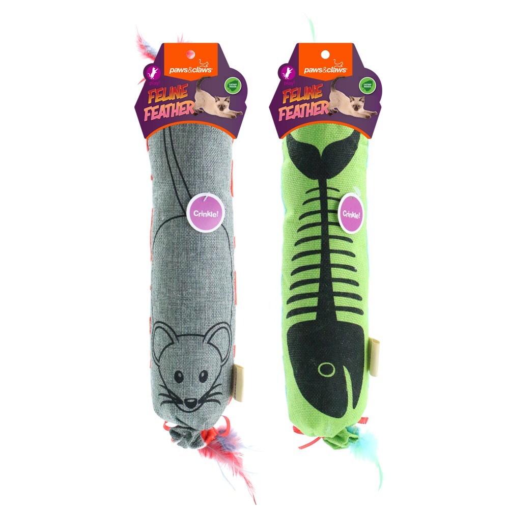 79676-paws-claws-feline-feather-cat-nip-toy-45cm-assorted