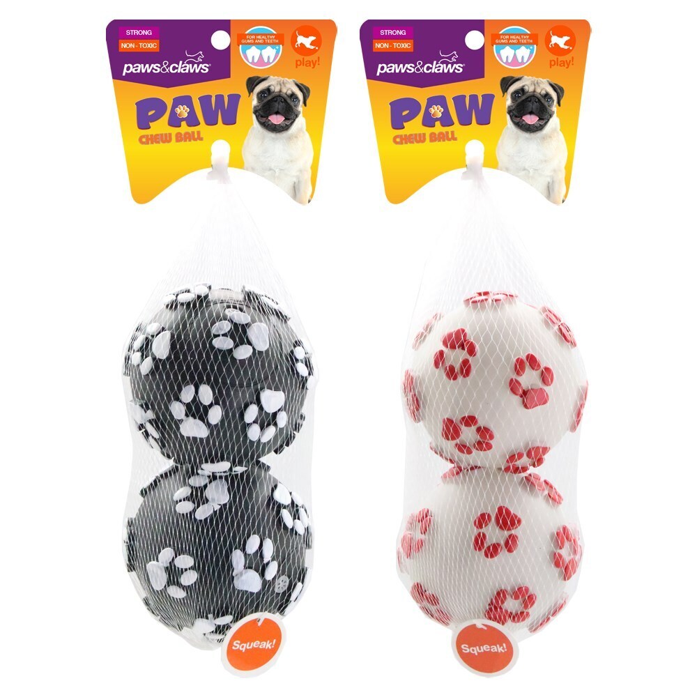 80139-2pk-paws-claws-paw-print-ball-vinyl-10cm-assorted