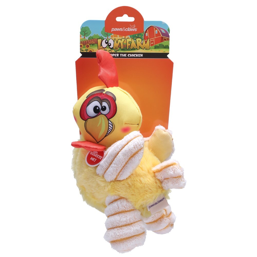 81419-paws-claws-28cm-loony-farm-dog-pet-plush-toy-assorted