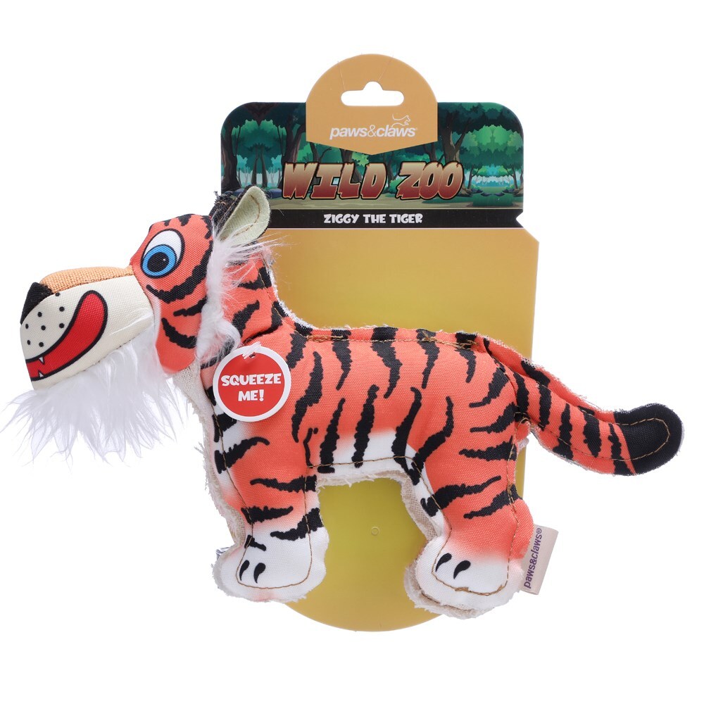81518-paws-claws-24cm-wild-zoo-animalz-oxford-dog-pet-toy-assorted