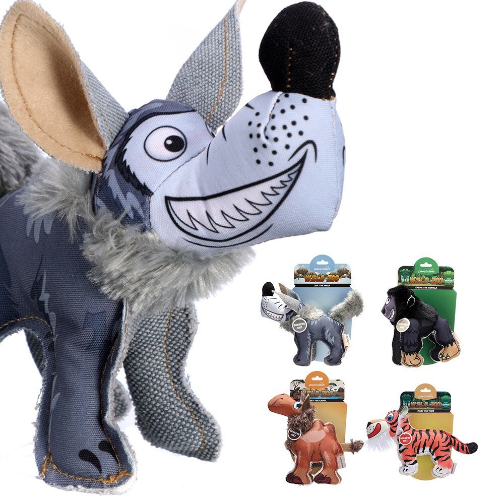 81518-paws-claws-24cm-wild-zoo-animalz-oxford-dog-pet-toy-assorted