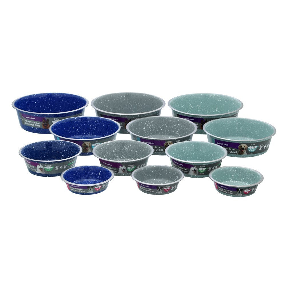 82089-paws-claws-savoy-s-steel-pet-bowl-800ml-16x5-5cm-assorted