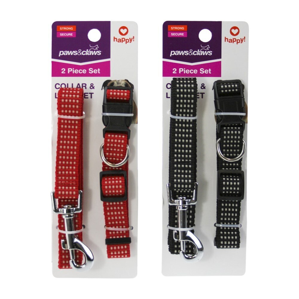 85165-2pc-paws-claws-2x120cm-dog-pet-collar-lead-combo-assorted