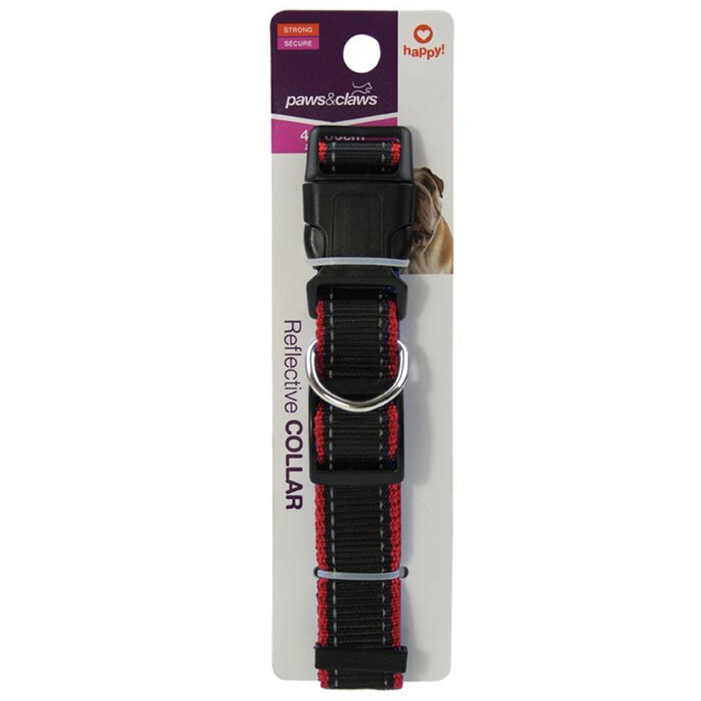 85707-paws-claws-2-5x40x60cm-premium-reflective-edge-adjustable-dog-pet-collar-assorted