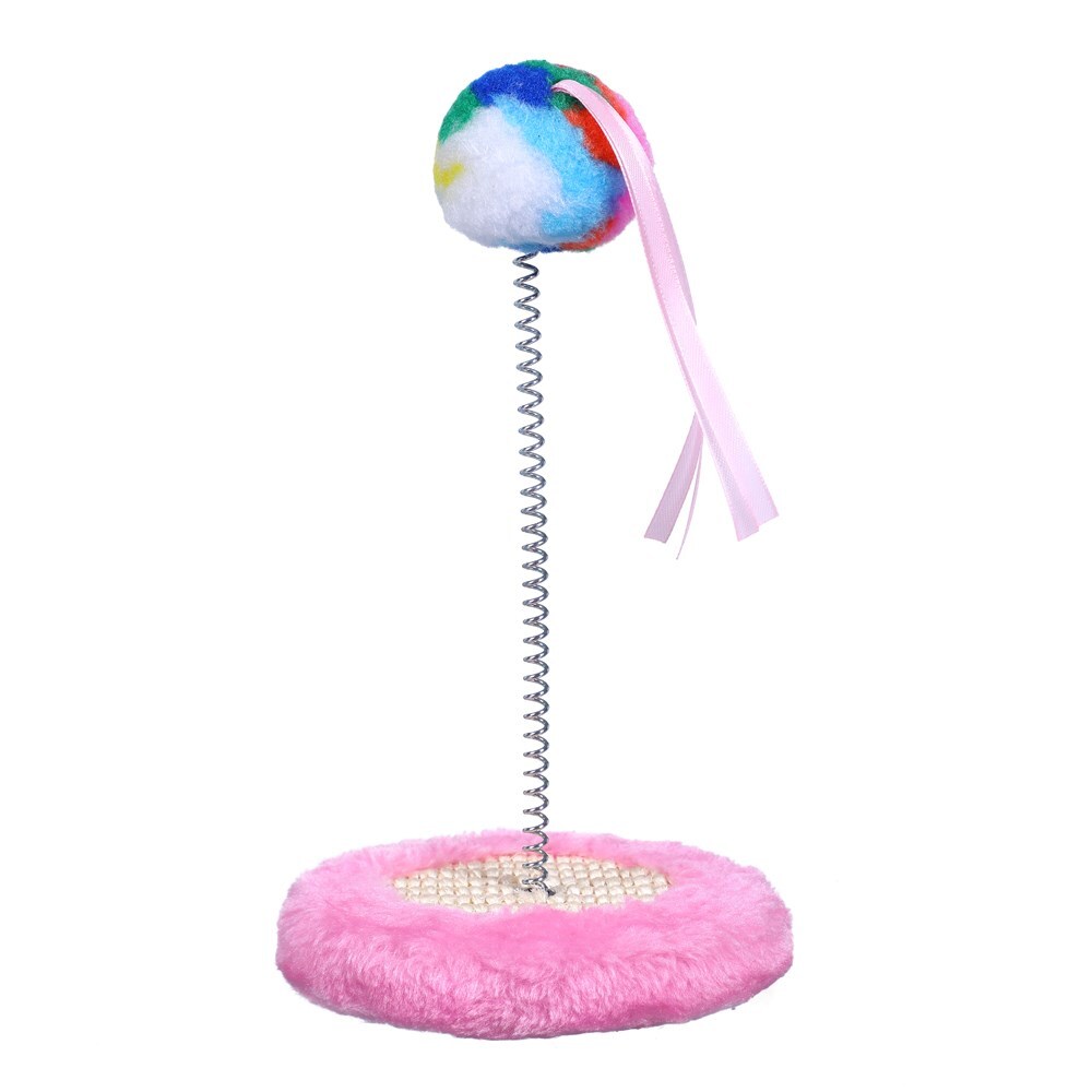 85844-paws-claws-cat-scratch-pad-with-spring-pom-pom-toy-13-5x26-5cm-assorted