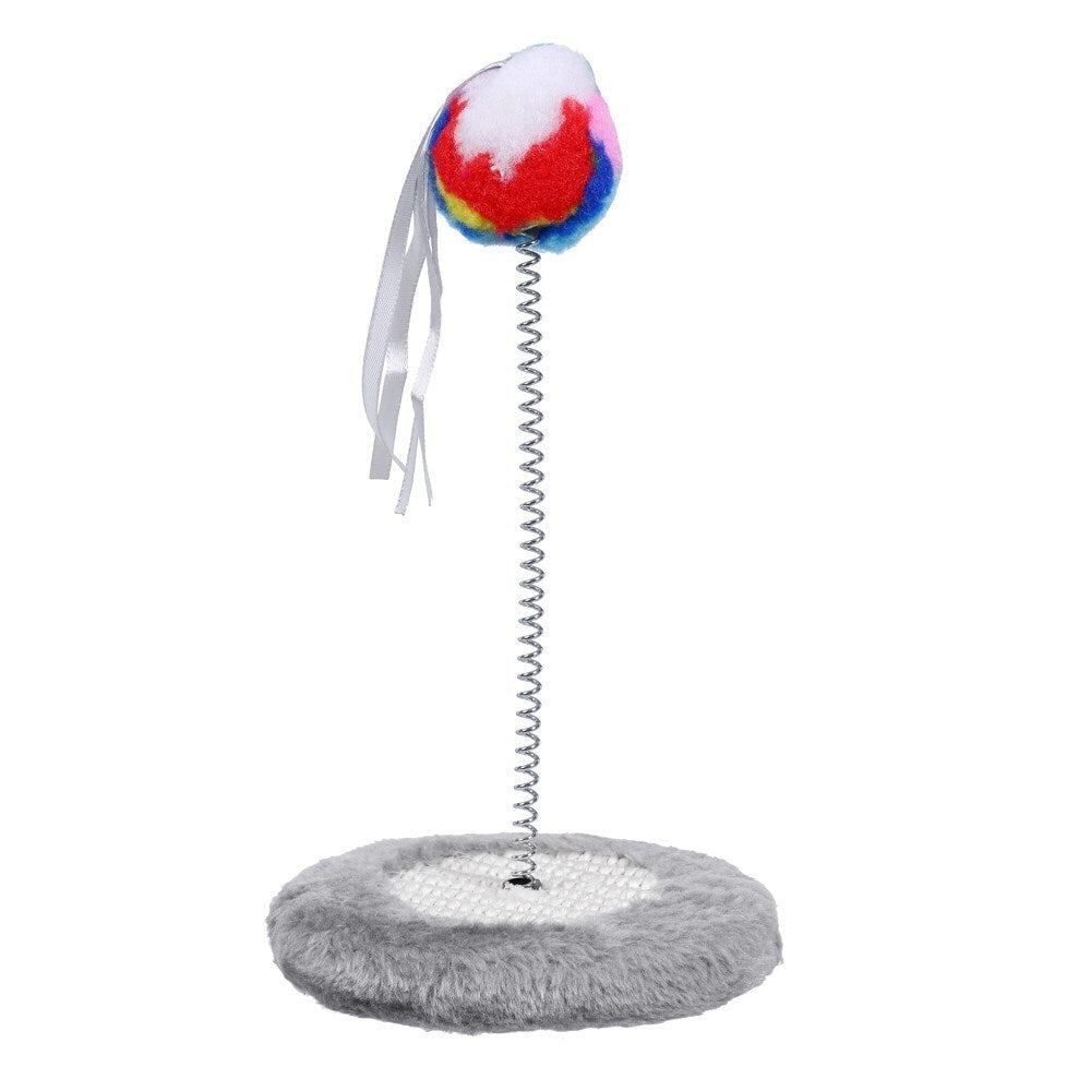 85844-paws-claws-cat-scratch-pad-with-spring-pom-pom-toy-13-5x26-5cm-assorted