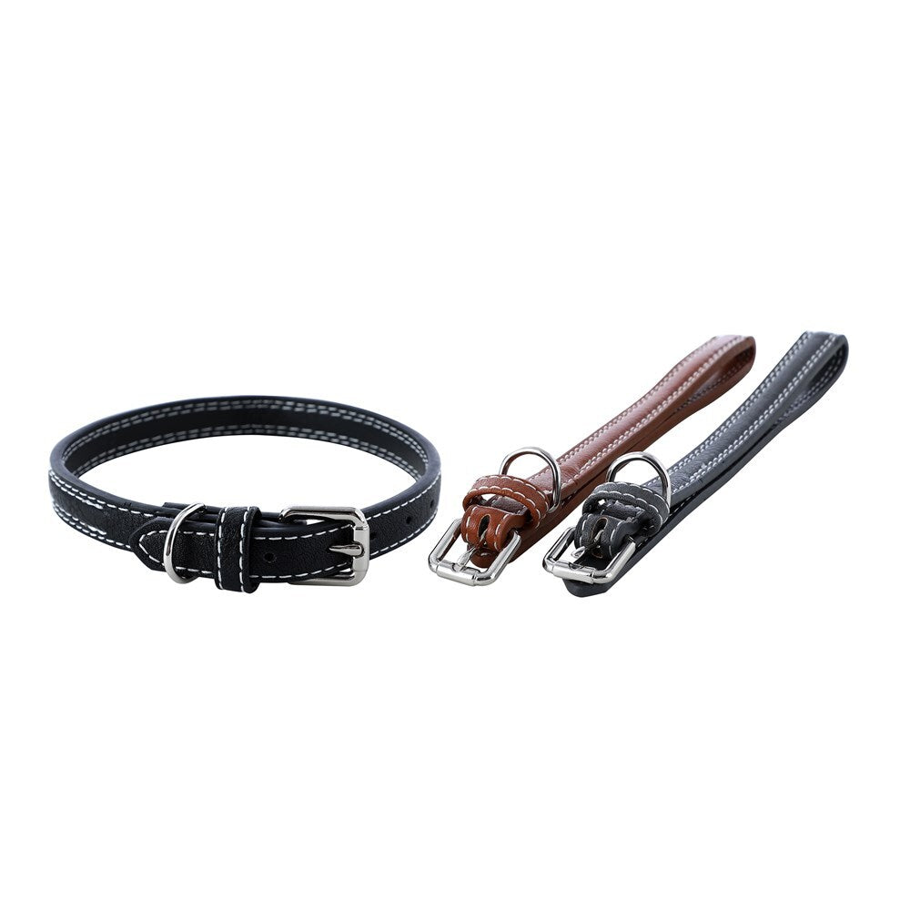 88241-paws-claws-30-45cm-leather-look-padded-dog-collar-w-stitch-small-assorted