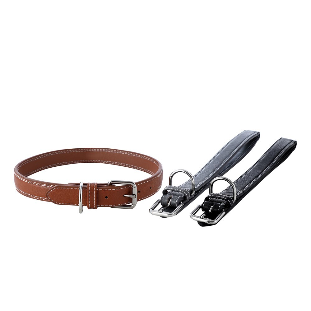 88265-paws-claws-45-65cm-leather-look-padded-dog-collar-w-stitch-large-assorted