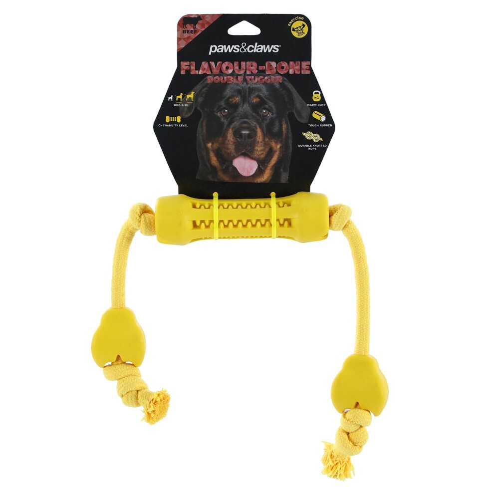 88616-paws-claws-flavour-bone-double-tugger-beef-flavoured-rubber-toy-65x5cm-yellow