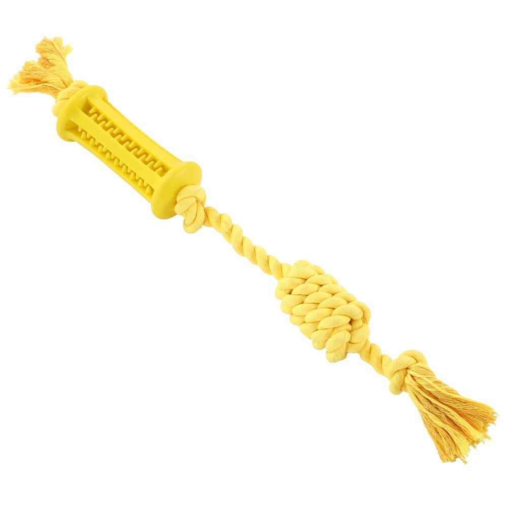 88647-paws-claws-flavour-bone-rope-tugger-beef-flavoured-rubber-toy-36x5cm-yellow