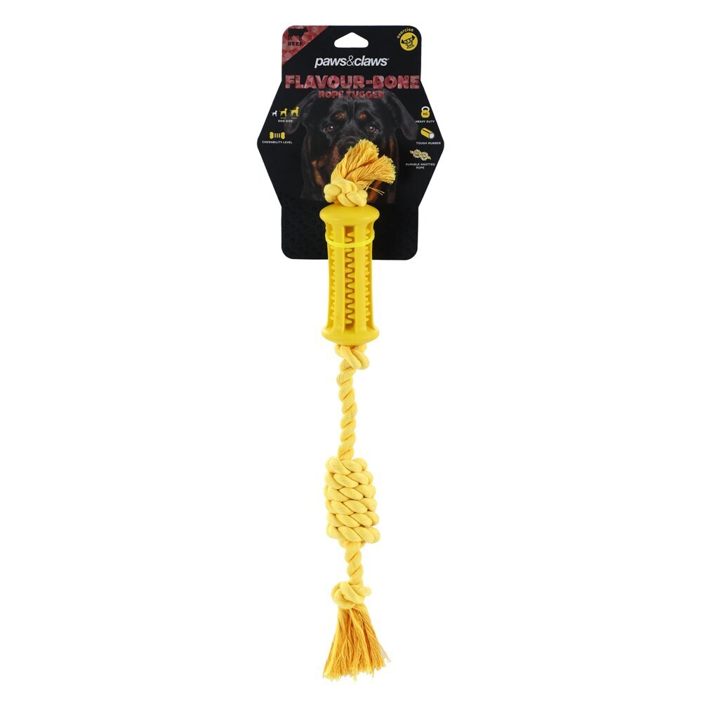 88647-paws-claws-flavour-bone-rope-tugger-beef-flavoured-rubber-toy-36x5cm-yellow