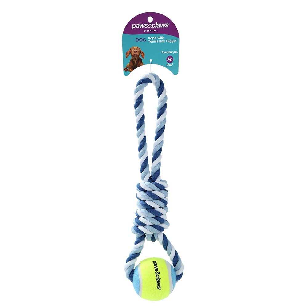 89446-paws-claws-rope-tennis-ball-tugger-29cm-assorted