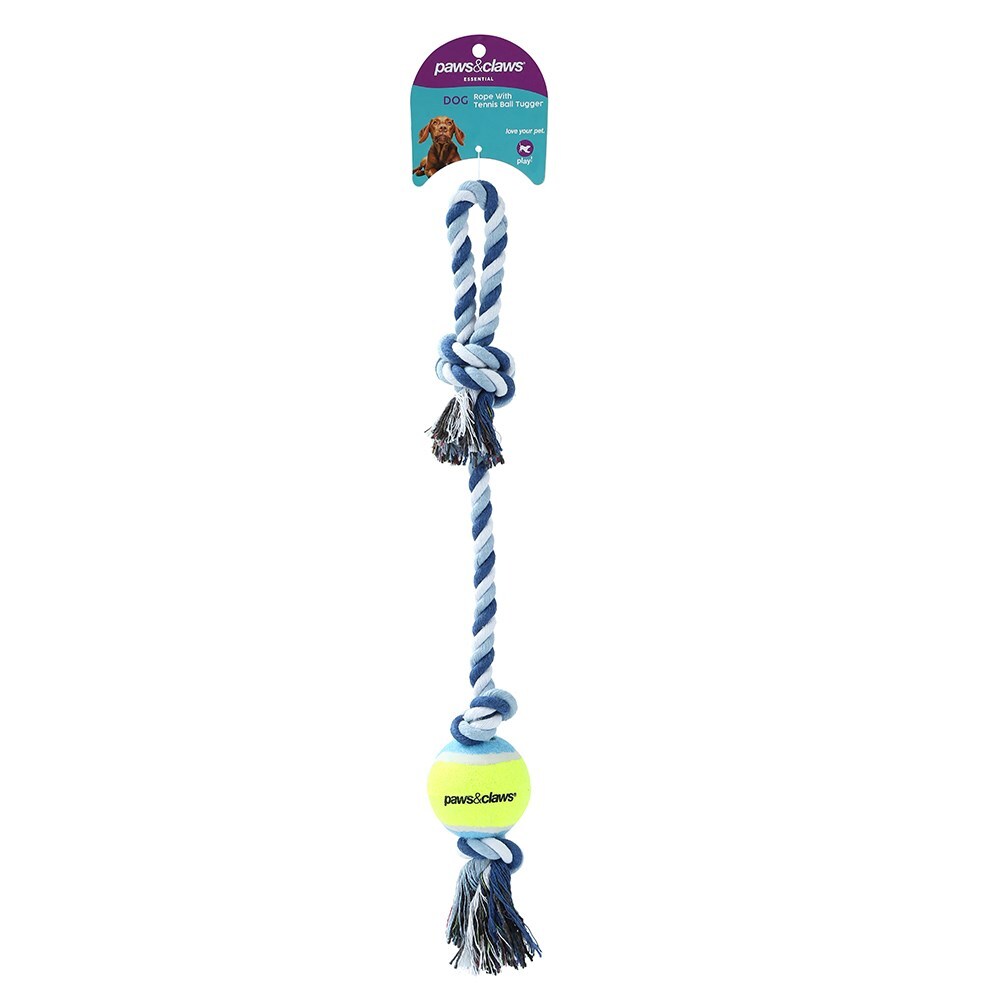 89446-paws-claws-rope-tennis-ball-tugger-29cm-assorted
