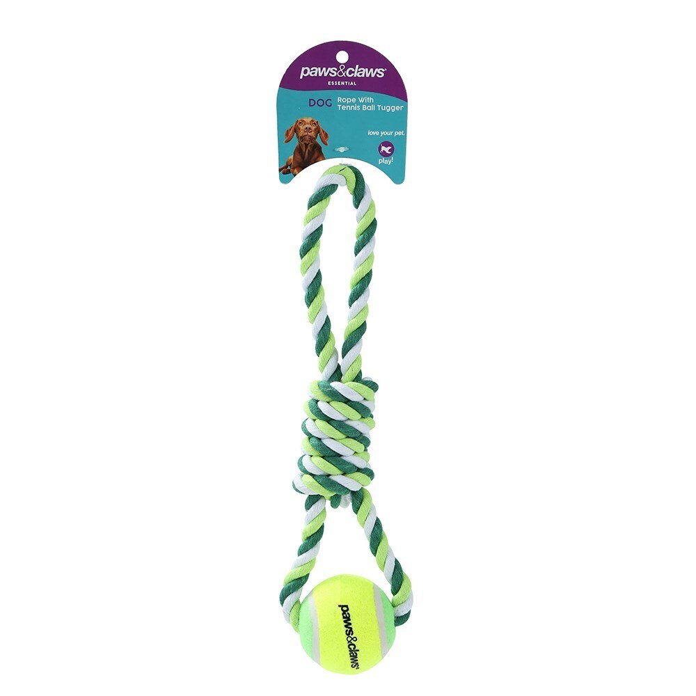 89446-paws-claws-rope-tennis-ball-tugger-29cm-assorted