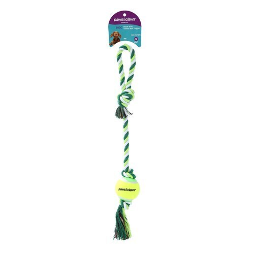 89446-paws-claws-rope-tennis-ball-tugger-29cm-assorted