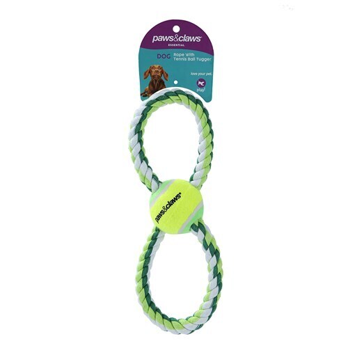 89446-paws-claws-rope-tennis-ball-tugger-29cm-assorted