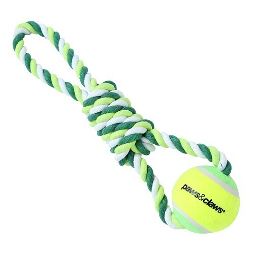 89446-paws-claws-rope-tennis-ball-tugger-29cm-assorted