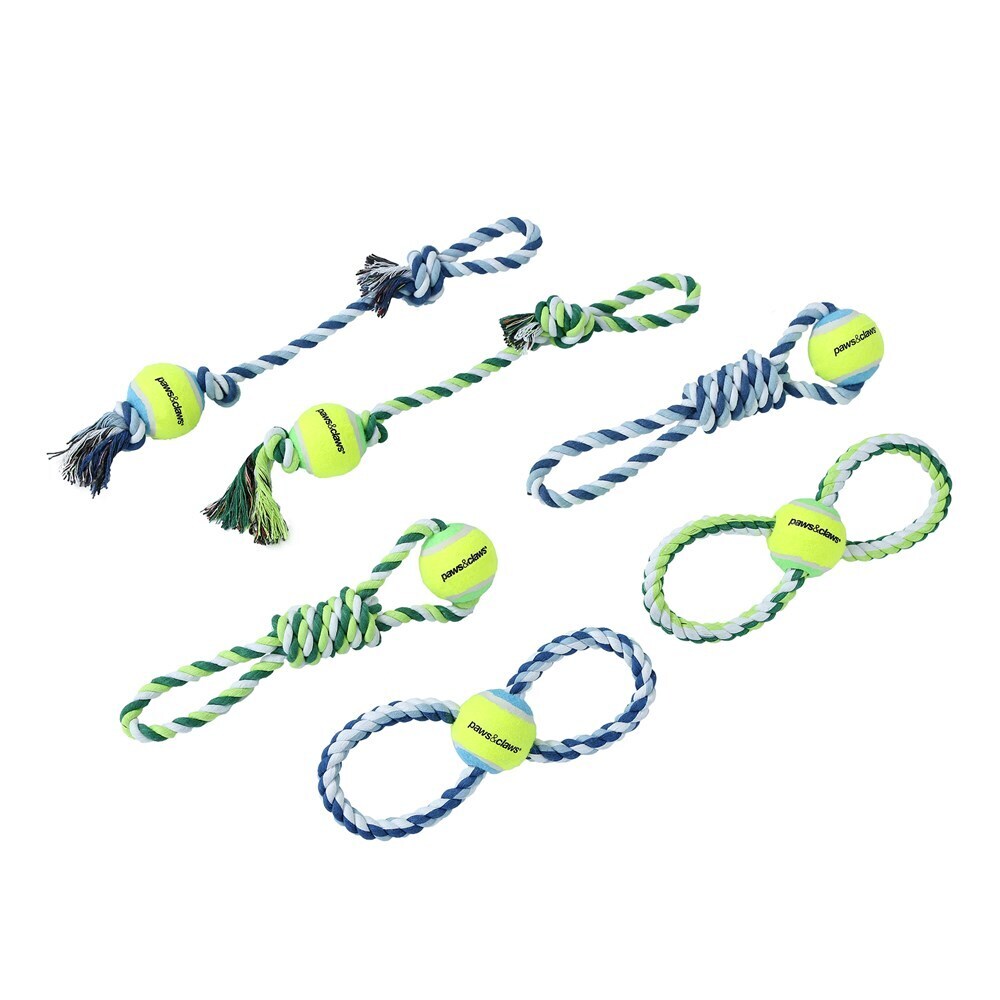 89446-paws-claws-rope-tennis-ball-tugger-29cm-assorted