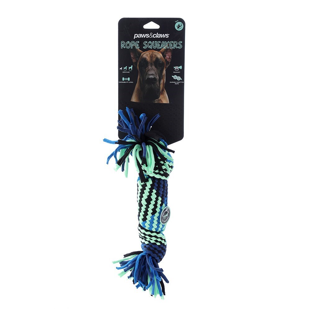 89514-paws-claws-rope-squeaker-pet-dog-toy-assorted-30cm