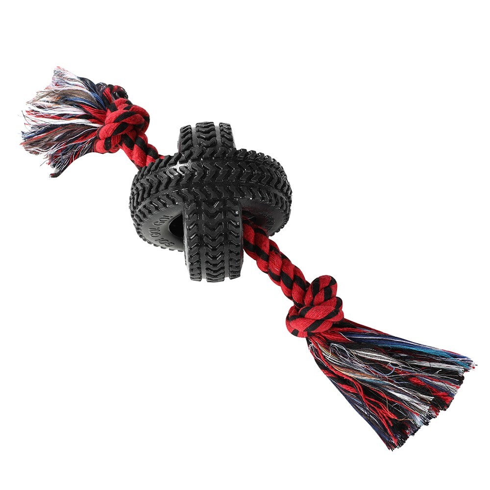 Paws & Claws 4-Way TPR Tyre 40cm Double Tugger Rope