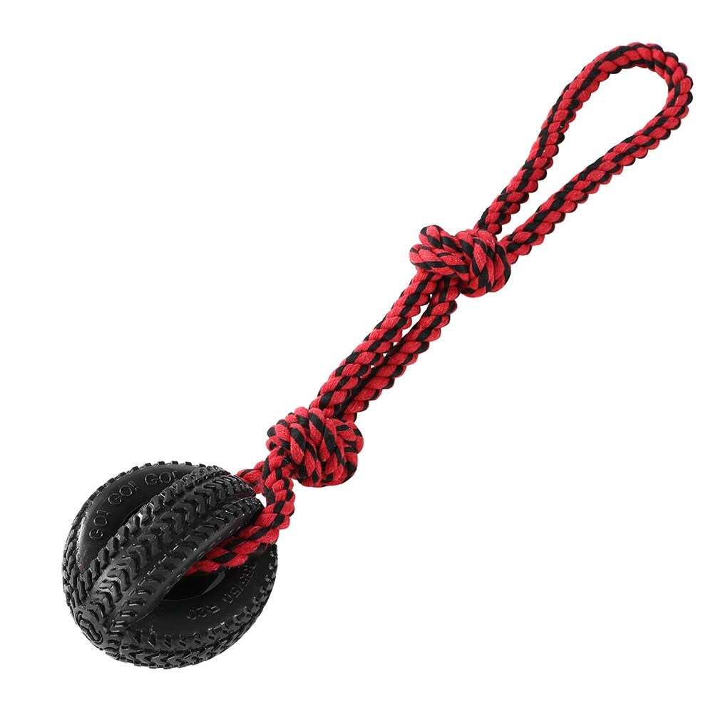 Paws & Claws 4-Way TPR 50cm Tyre Rope Tugger - Black/Red