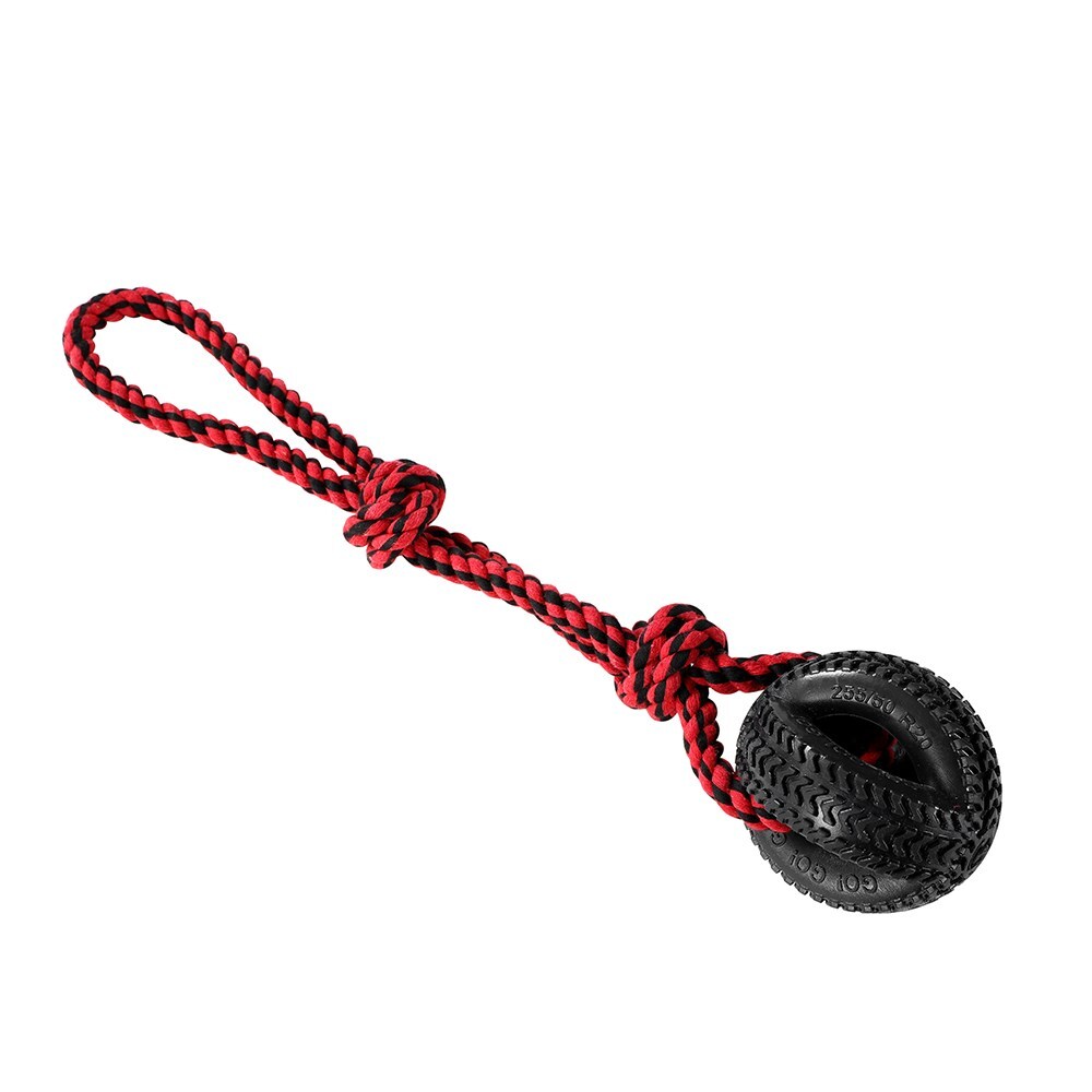 Paws & Claws 4-Way TPR 50cm Tyre Rope Tugger - Black/Red