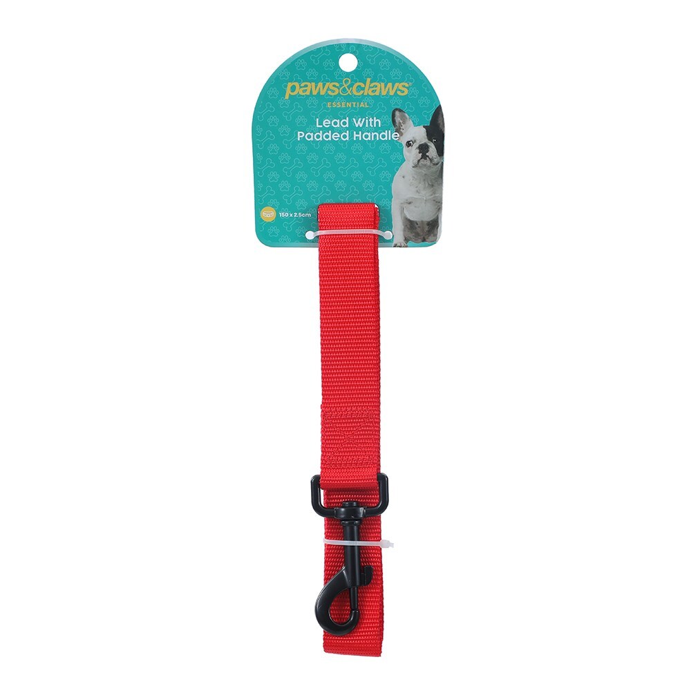 Paws & Claws Essentials Dog Lead 150cm Leash w/ Cafe Padded Handle Assorted