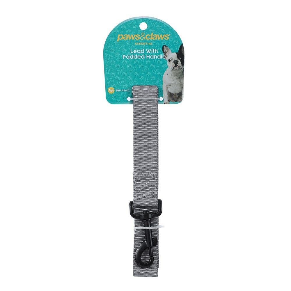 Paws & Claws Essentials Dog Lead 150cm Leash w/ Cafe Padded Handle Assorted