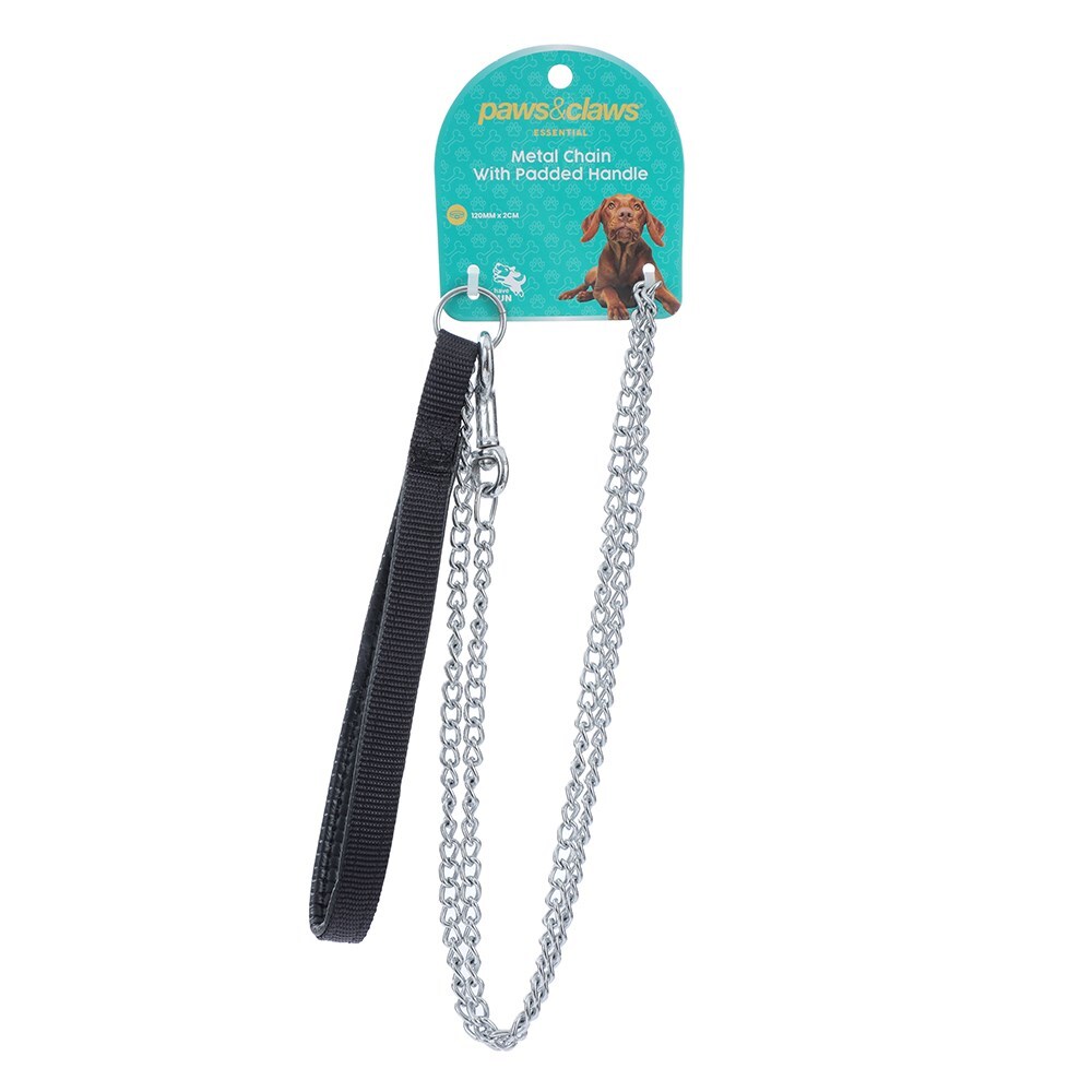 Paws & Claws Pet/Dog 120x2cm Chain Lead w/ Padded Handle - Assorted