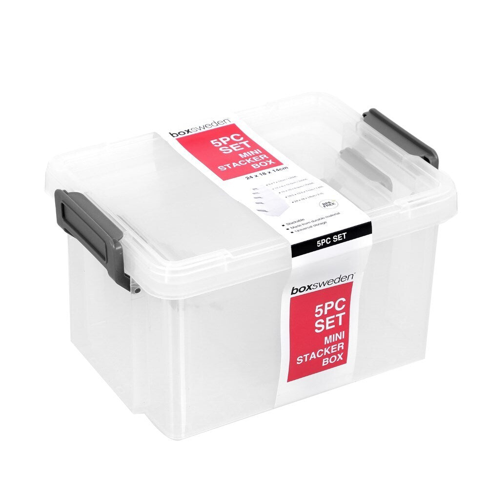 Boxsweden Mini Stacker Box Set 5Pc Clear