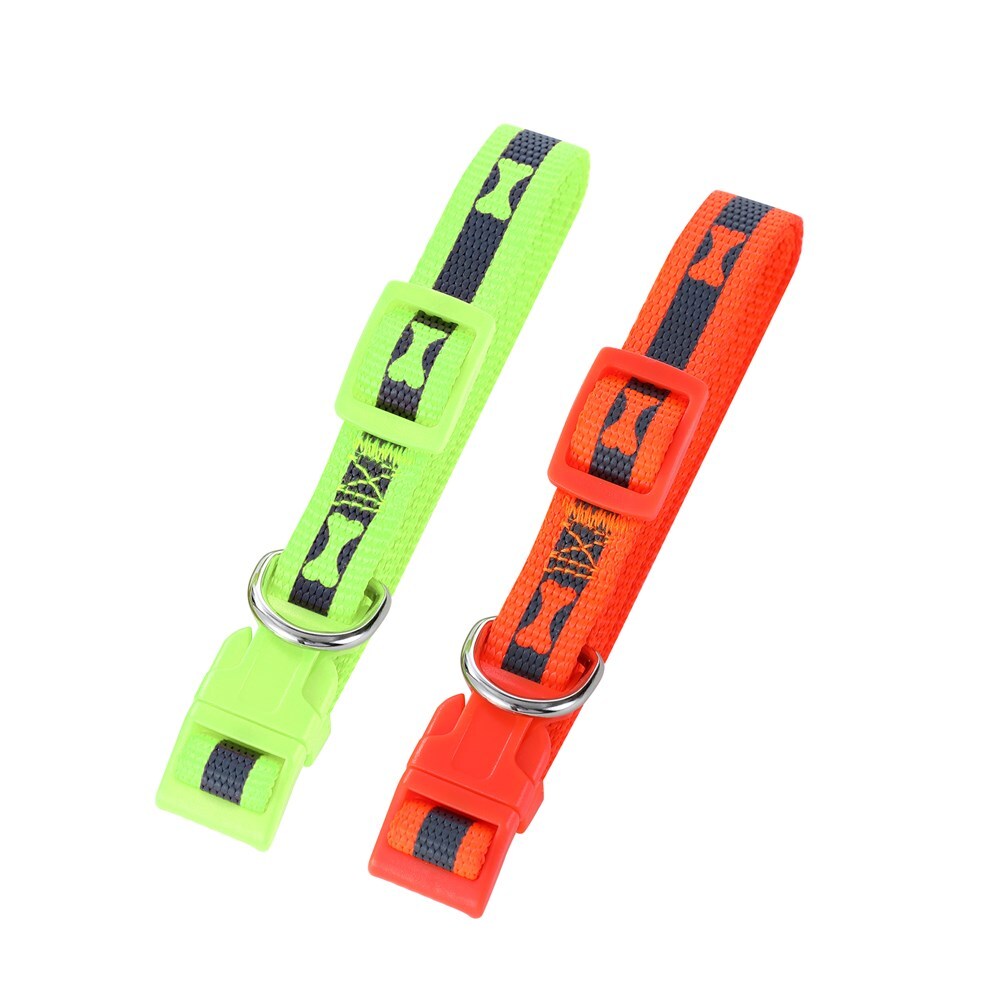 Paws & Claws 30-45cm Reflective Collar w/ Bone Print Small - Assorted