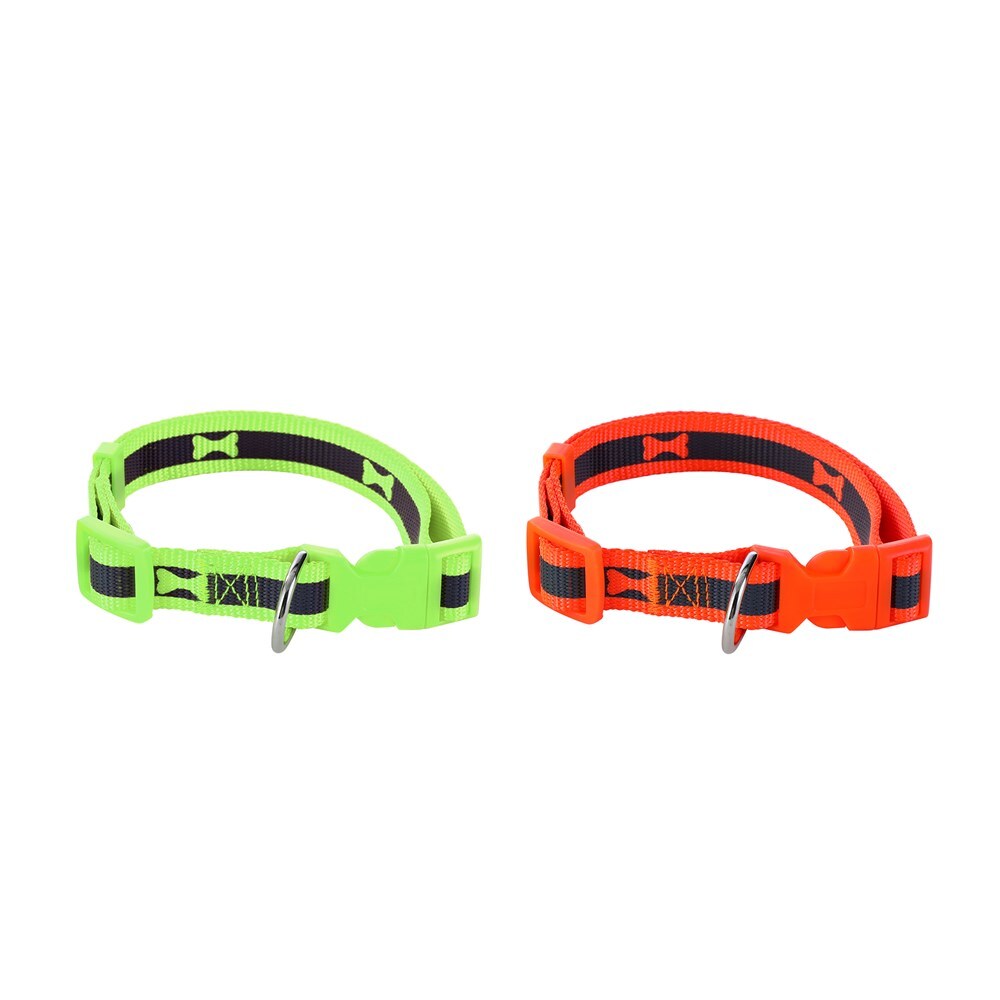 Paws & Claws 35-50cm Reflective Collar w/ Bone Print Medium - Assorted