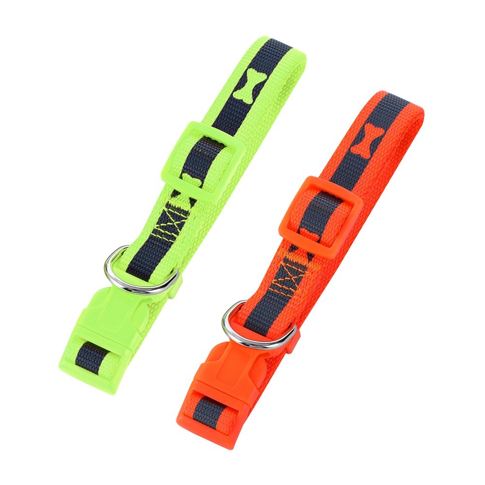 Paws & Claws 35-50cm Reflective Collar w/ Bone Print Medium - Assorted