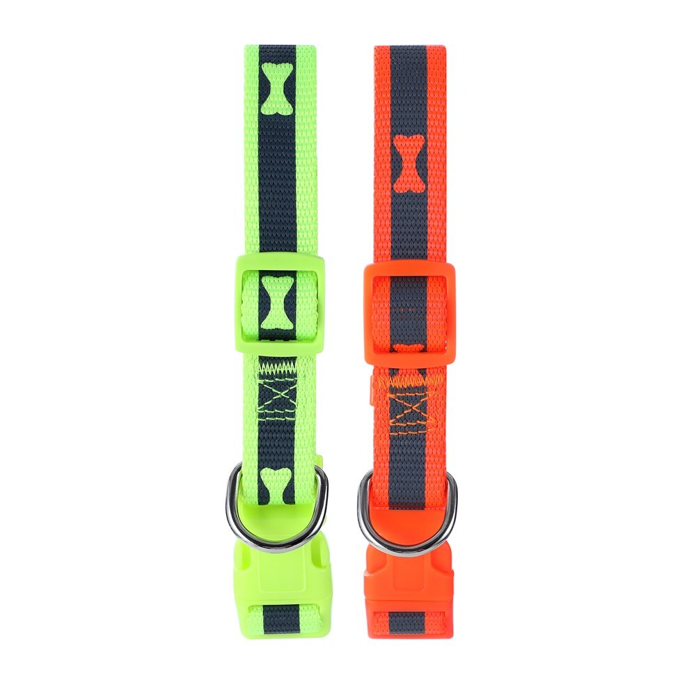 Paws & Claws 35-50cm Reflective Collar w/ Bone Print Medium - Assorted