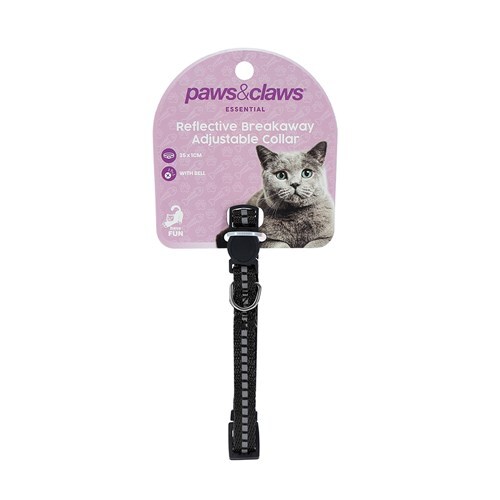 Paws & Claws Pet/Cat Reflective 35x1cm Collar Nylon w/ Bell - Assorted