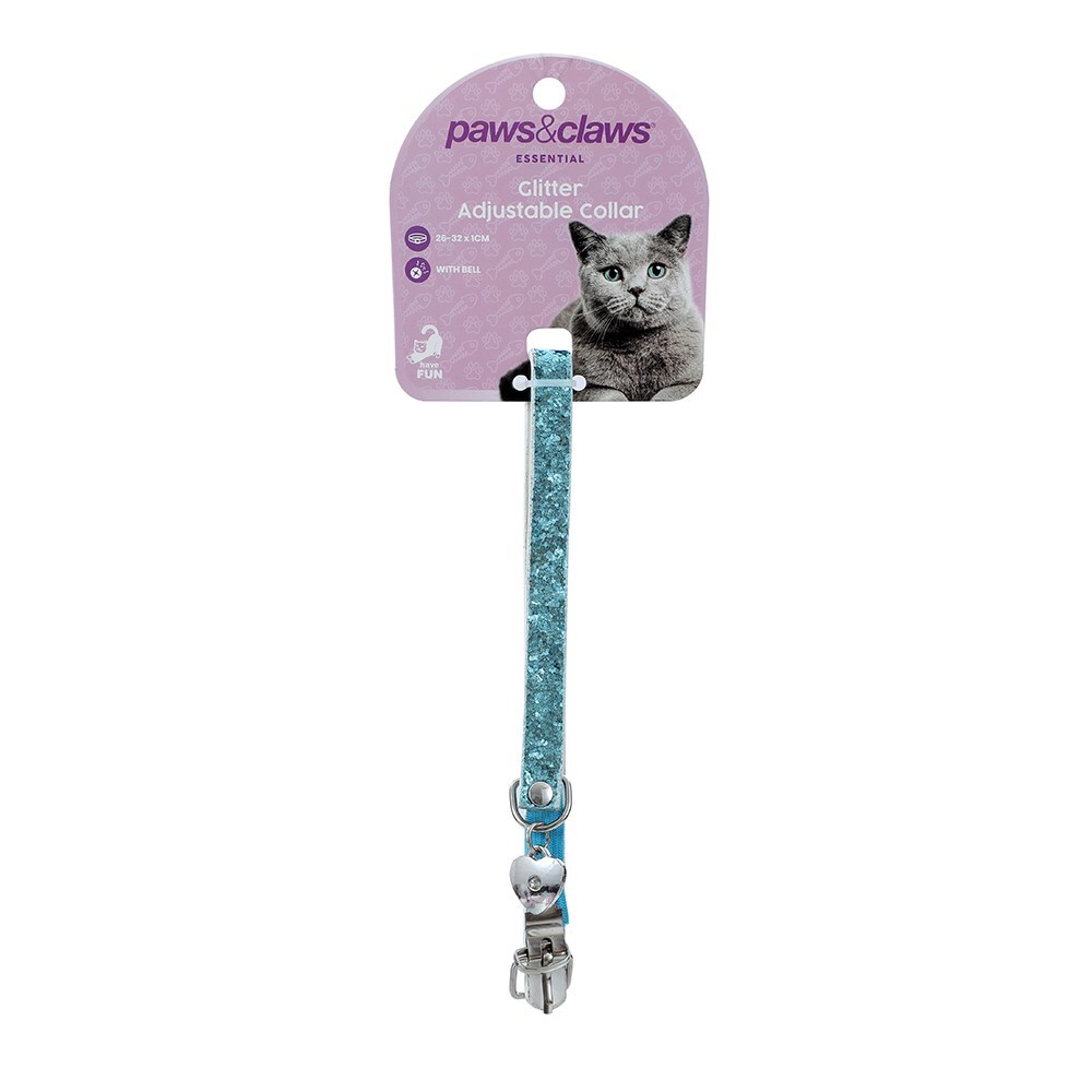 Paws & Claws 26-32x1cm Glitter Cat Collar - Assorted