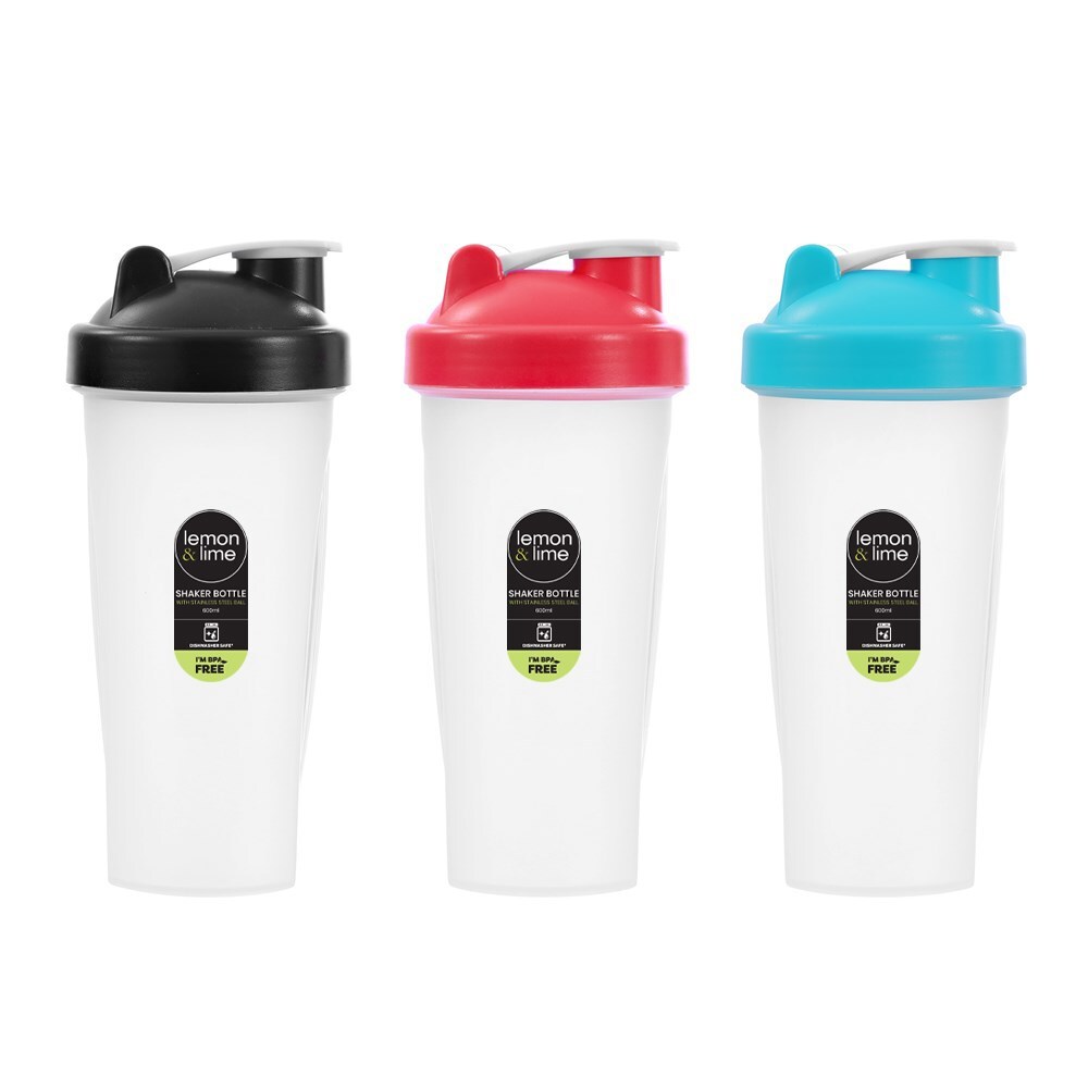 Lemon & Lime Shaker Bottle with Stainless Steel Ball 600ml Assorted