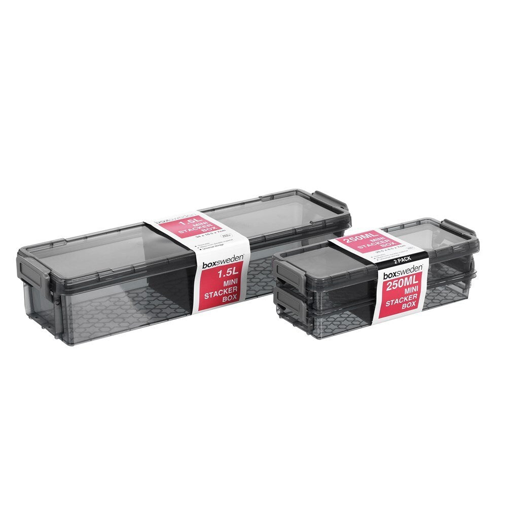2PK Boxsweden Mini Stacker Box 250Ml Charcoal
