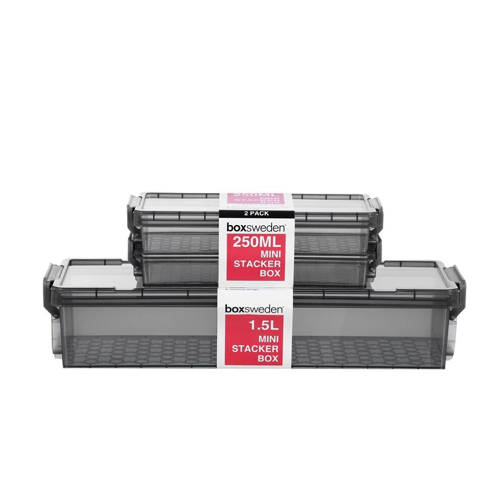 2PK Boxsweden Mini Stacker Box 250Ml Charcoal