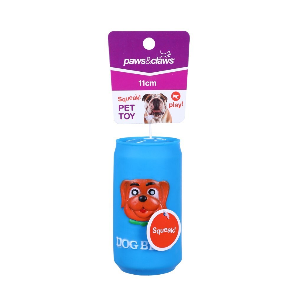 Paws & Claws Beer Can Vinyl Pet Toy 11cm Assorted