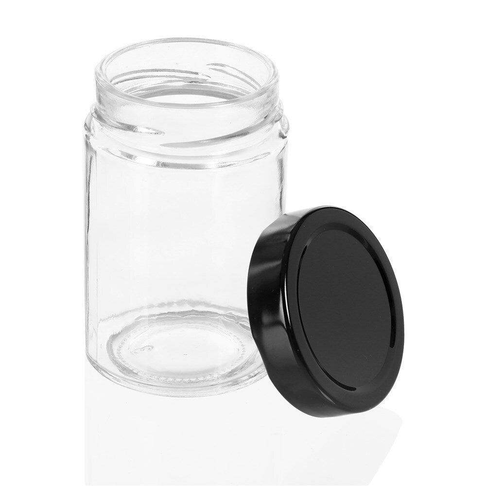 3PK Lemon & Lime Soho Glass Preserve Jar 260Ml With Black Lid