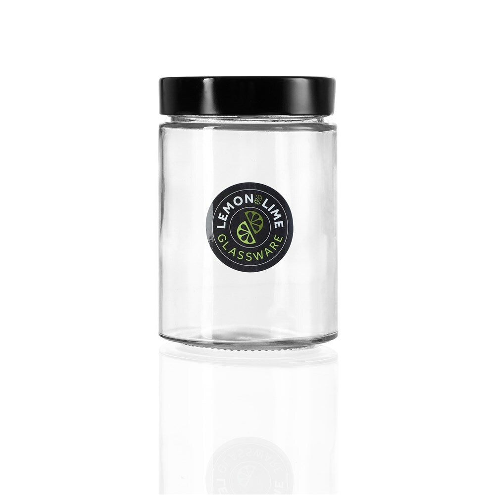Soho Glass Preserve Jar 570Ml With Black Lid
