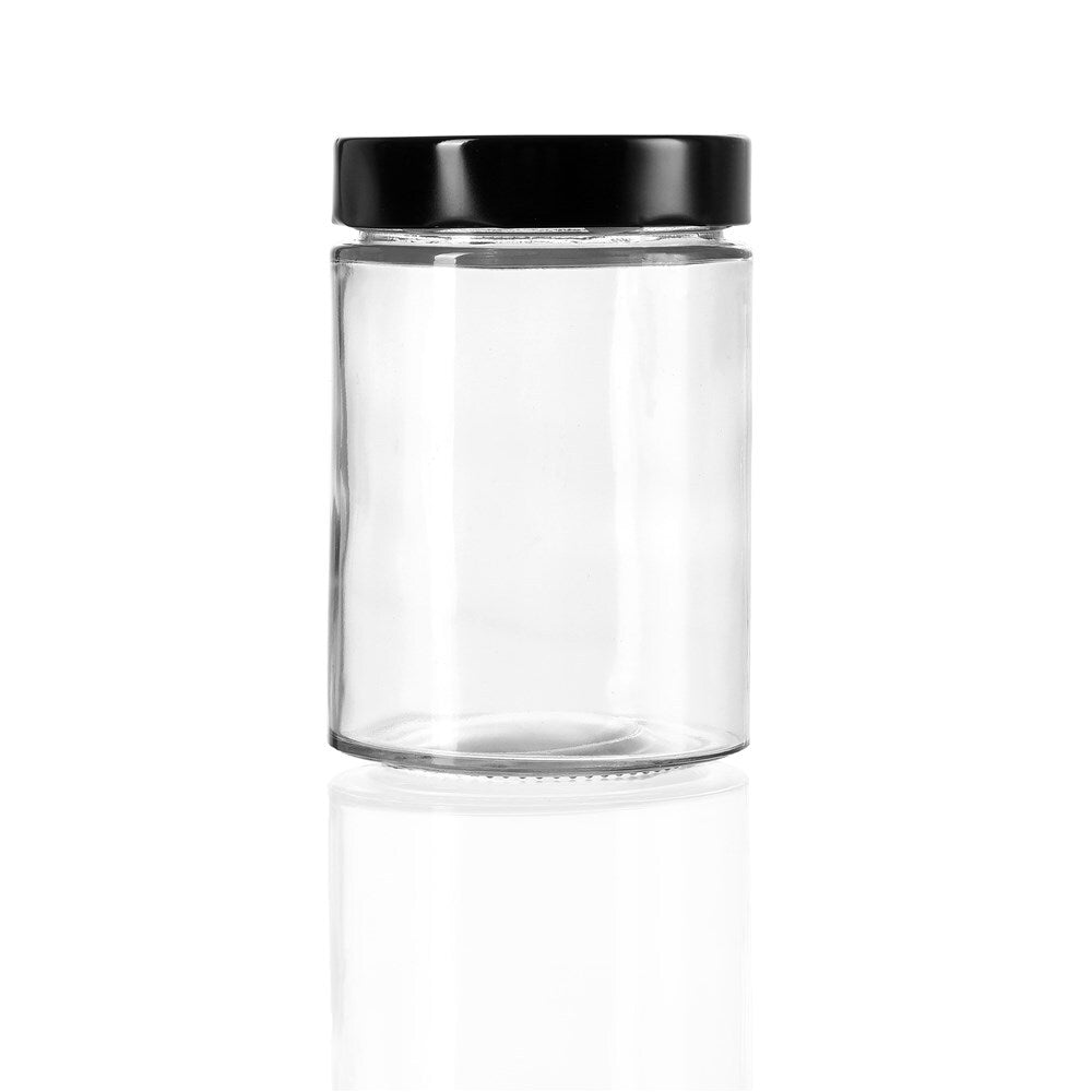Soho Glass Preserve Jar 570Ml With Black Lid