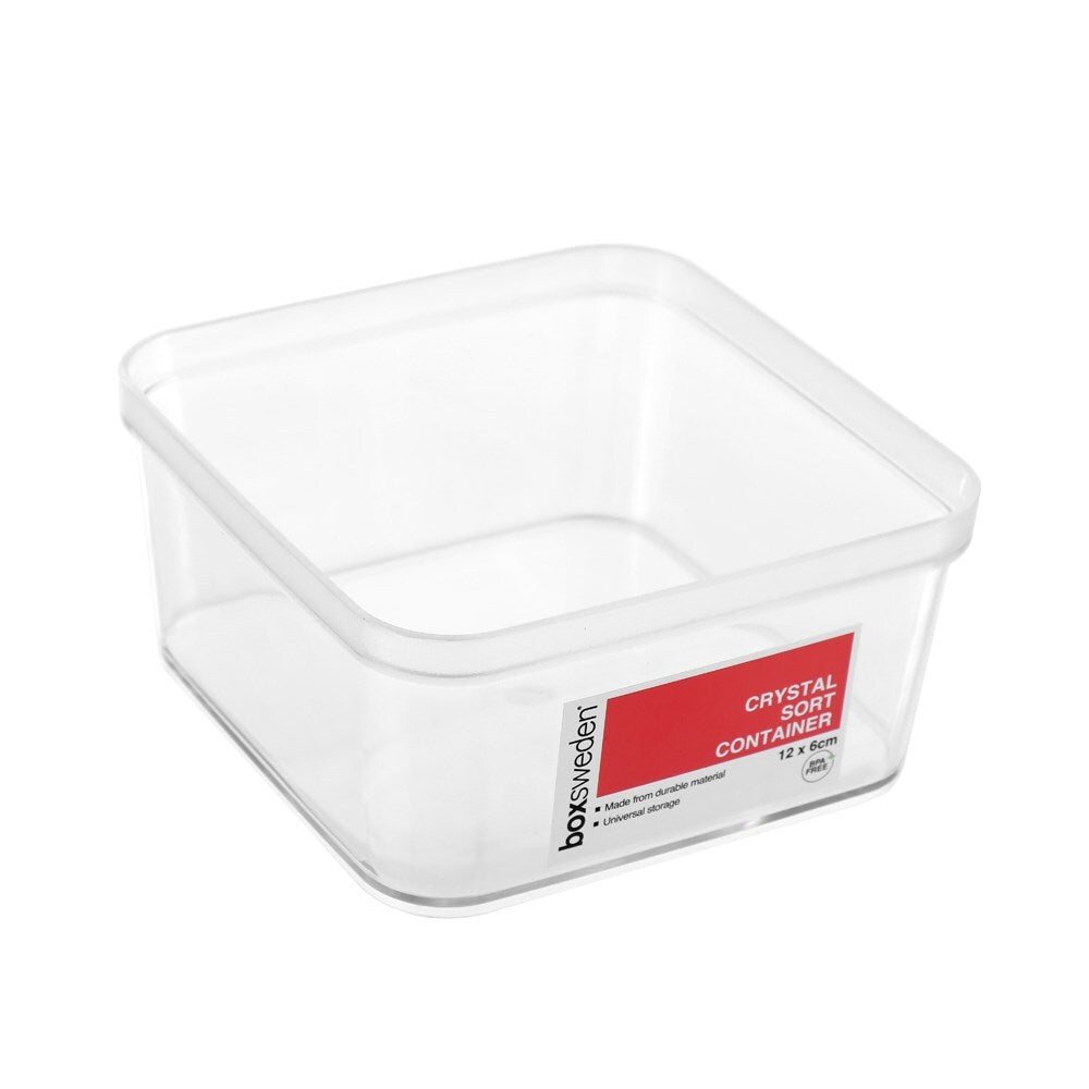 Boxsweden Crystal Sort Container Square 12X6cm Assorted