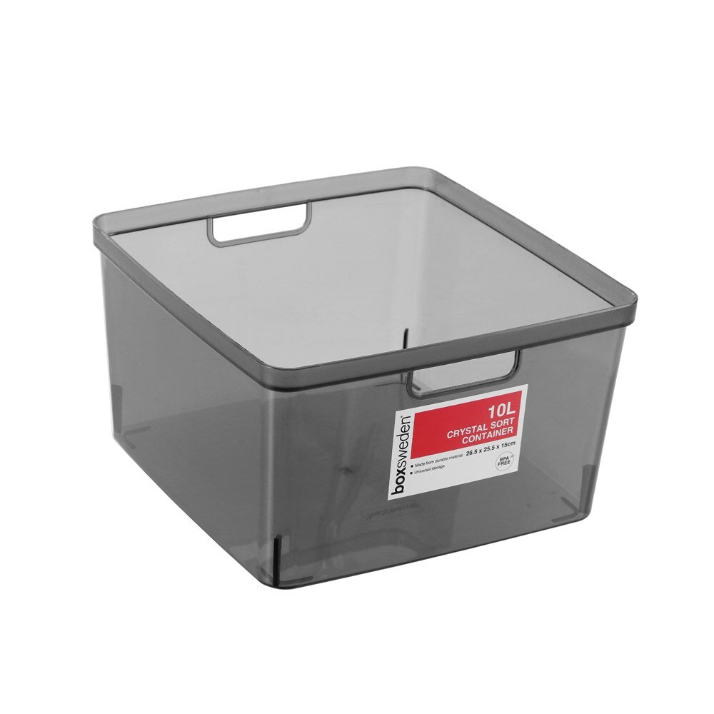 Boxsweden Crystal Sort Container 10L Assorted 26.5X25.5X15cm