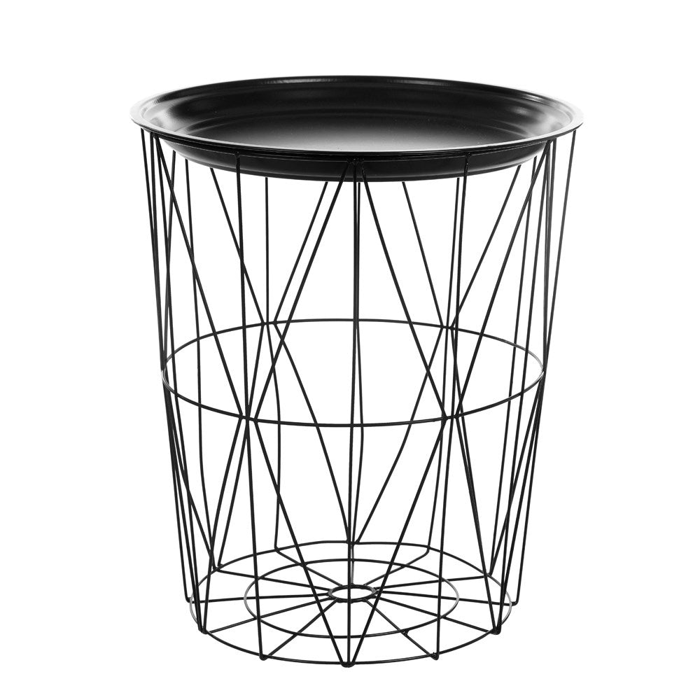 Boxsweden Toska Metal Wire Storage Table Metal Top 39x46cm - Black