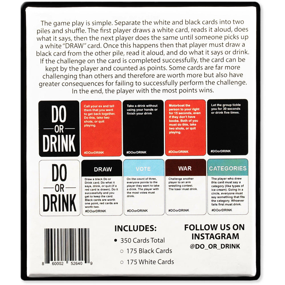 Do Or Drink Win Or Blackout Adult/Teen Drinking Party Fun Card Game 17+
