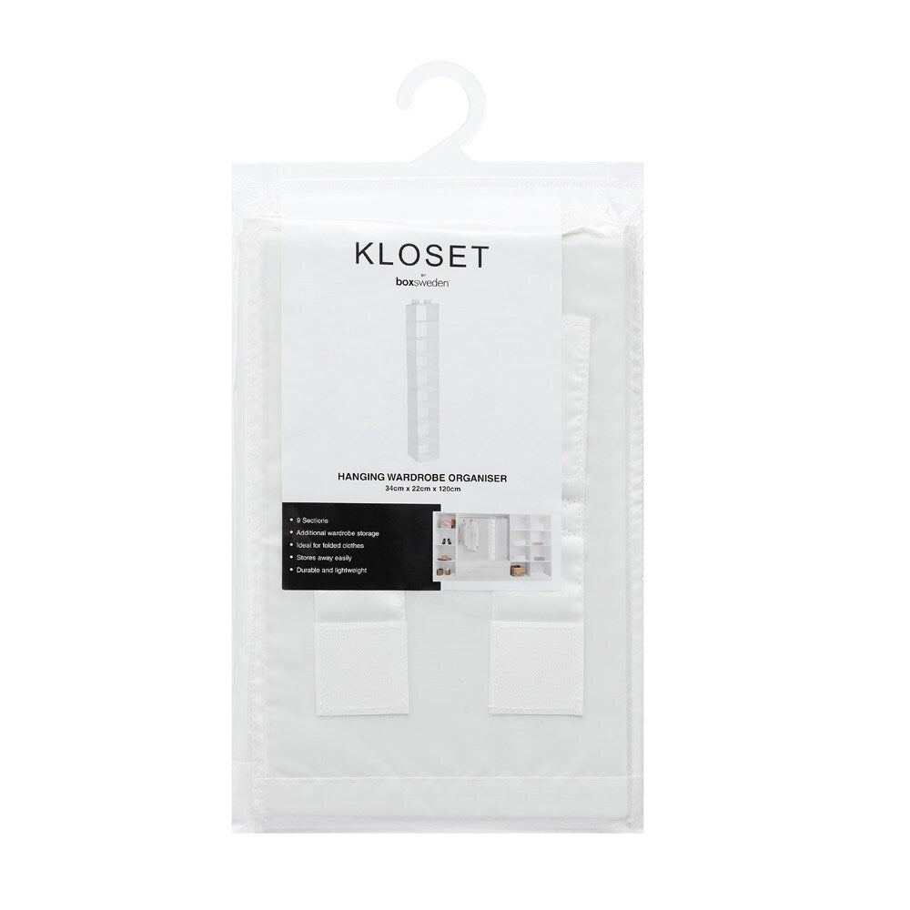 Kloset by Boxsweden 9 Section Hanging Organiser - White
