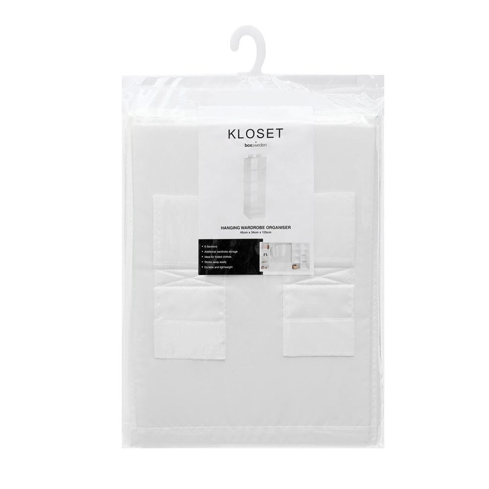 Kloset by Boxsweden 6 Section Hanging Wardrobe Organiser - Large