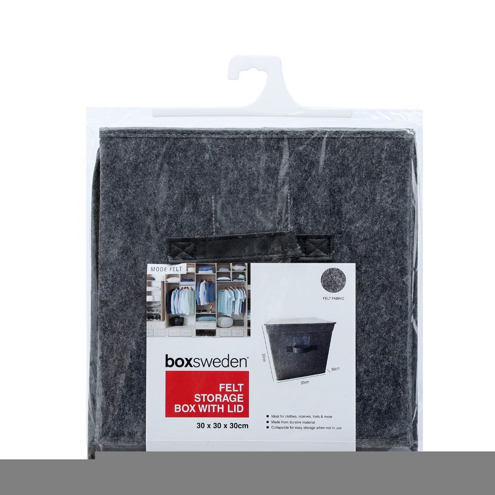 Boxsweden 30cm Square Felt Storage Box w/ Lid